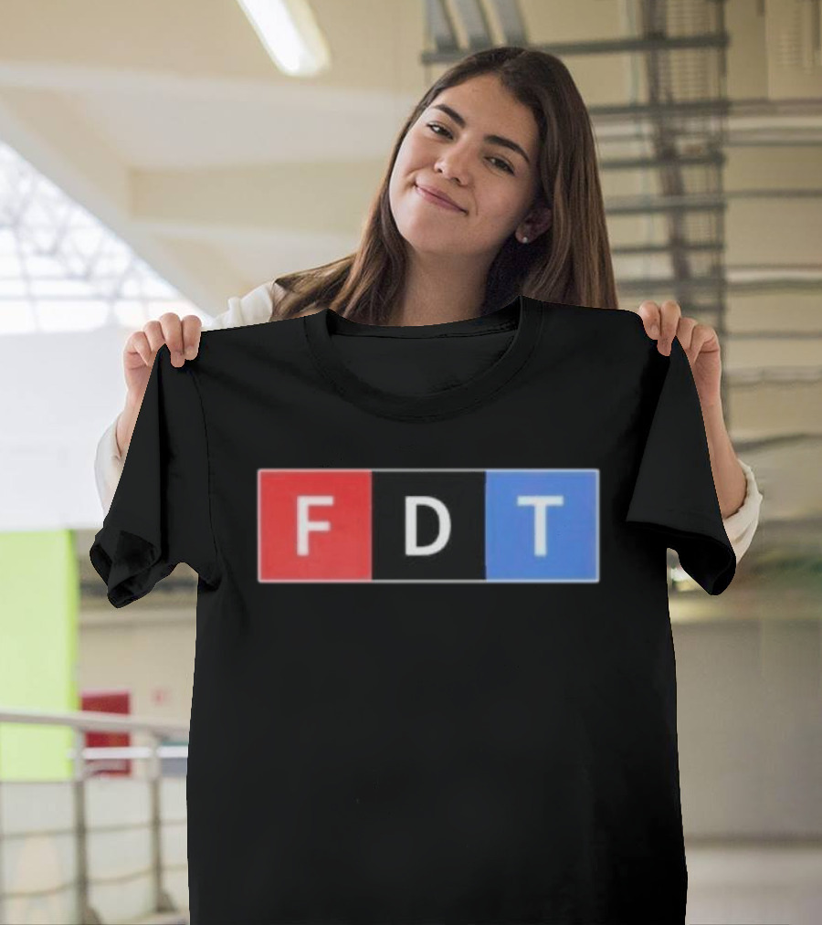 FDT Anti Trump Red Black Blue Block Letters T-Shirt