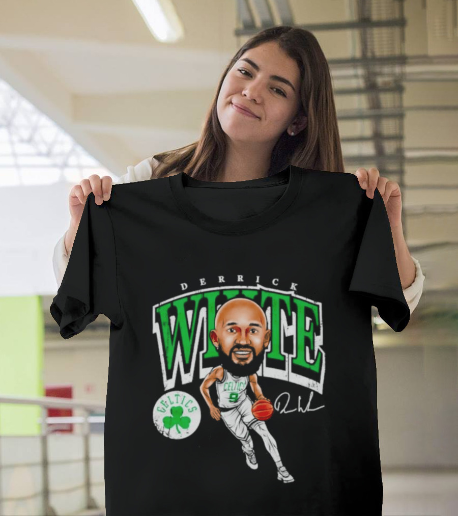 Derrick White Celtics Basketball 9 Signature Cartoon T-Shirt