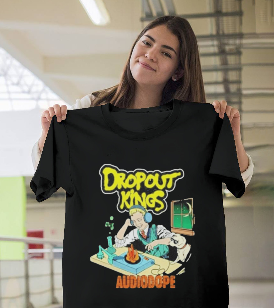 Dropout Kings Audio Dope Scientist Listening With Headphones And Chemistry Setup T-Shirt