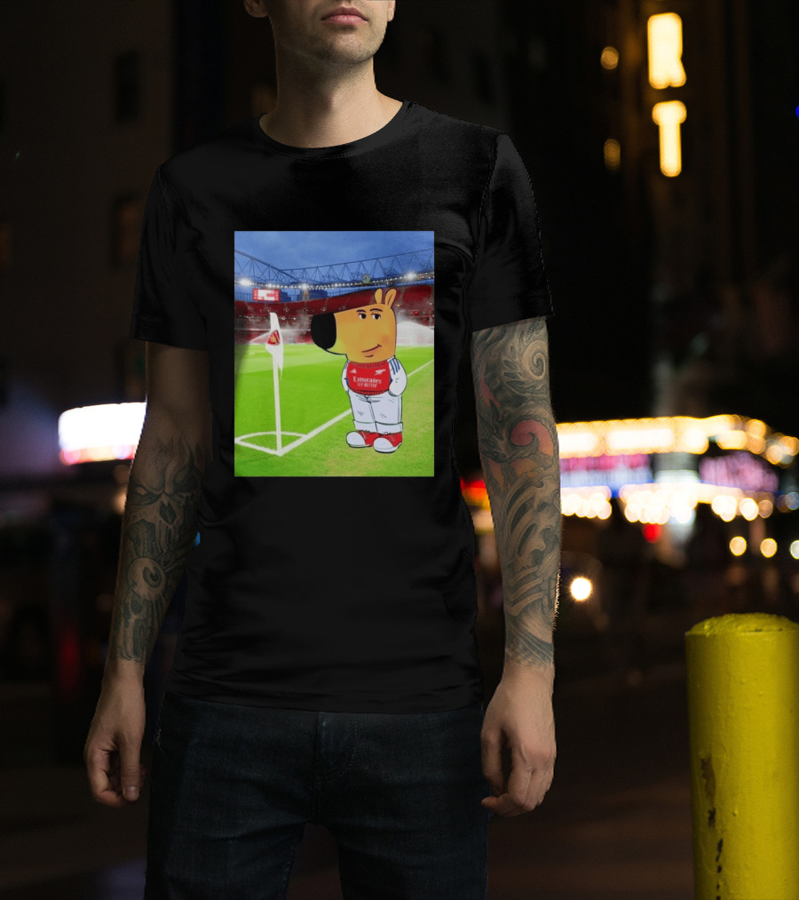 Chill Cartoon Dog In Arsenal Kit At Stadium Awaiting UCL Victory T-Shirt