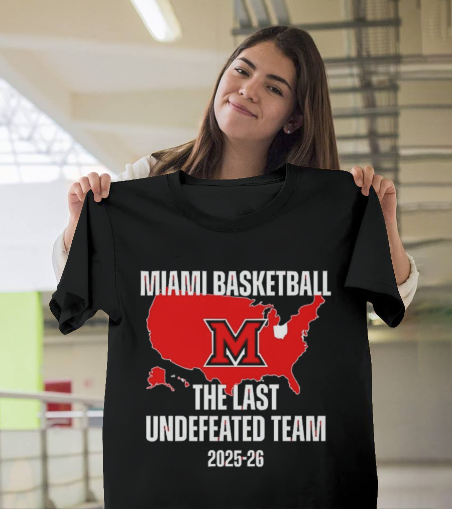 Miami Basketball RedHawks The Last Undefeated Team 2025 26 USA Map T-Shirt