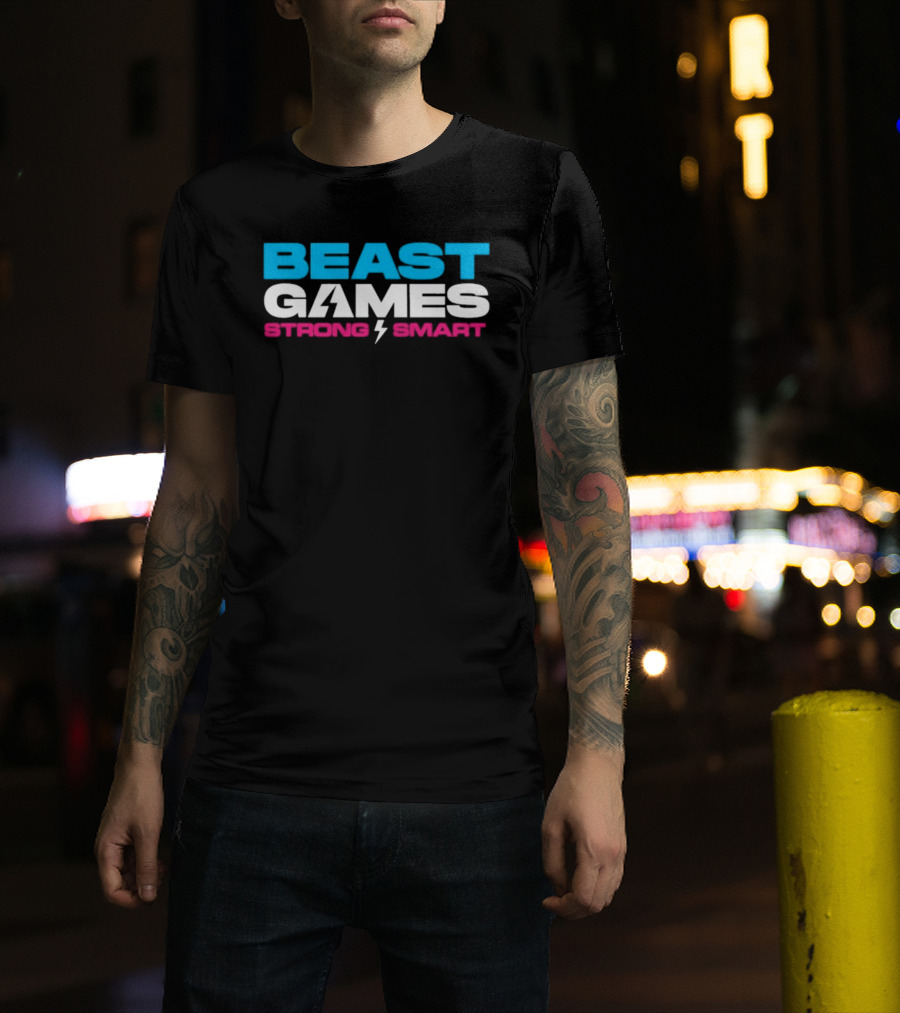 Beast Games Strong Smart MrBeast Lightning Bolt T-Shirt
