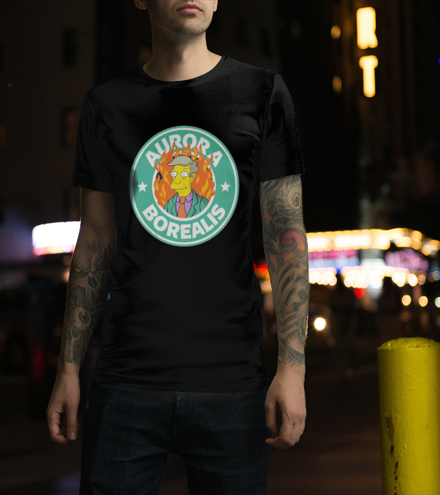 Aurora Borealis Skinnerbucks Green Circle Fire T-Shirt