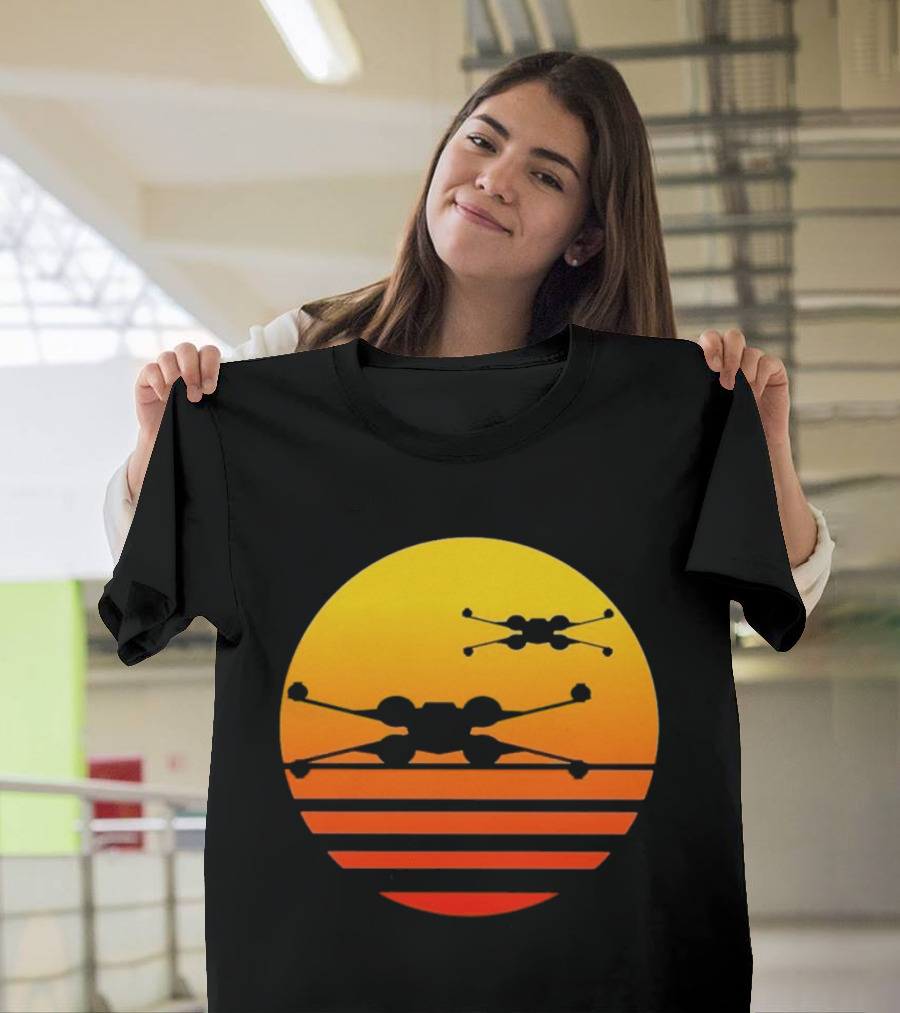 Ctrljoy X Wing Sunset Retro Sci Fi Aesthetic T-Shirt