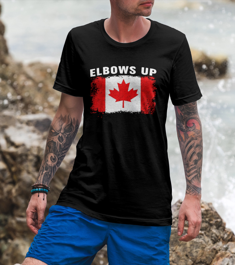Elbows Up Canada Flag Maple Leaf T-Shirt