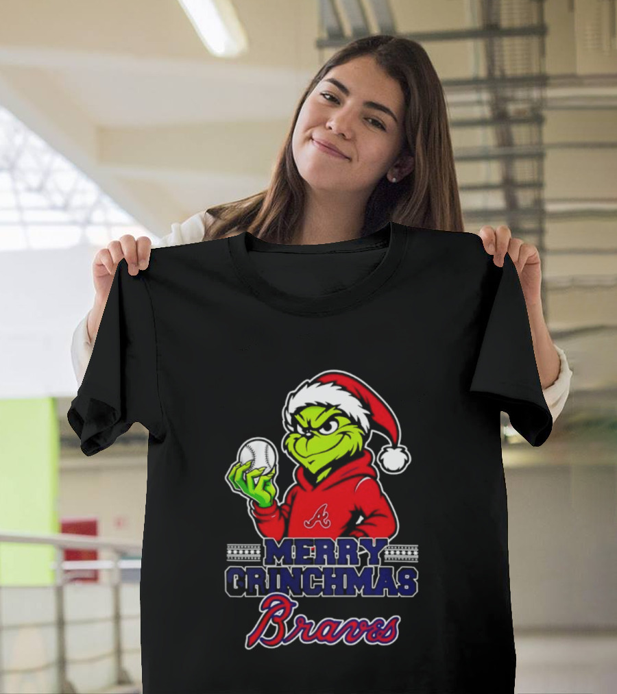 Atlanta Braves Grinch Santa Merry Grinchmas 2025 T-Shirt