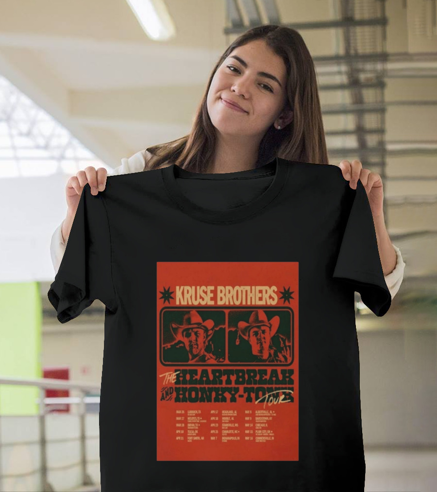 Kruse Brothers Heartbreak And Honky Tonk Tour 2026 Concert Dates T-Shirt