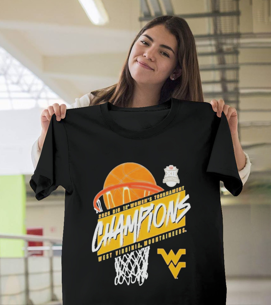 2026 Big 12 Women's Tournament Champions West Virginia Mountaineers Basketball T-Shirt