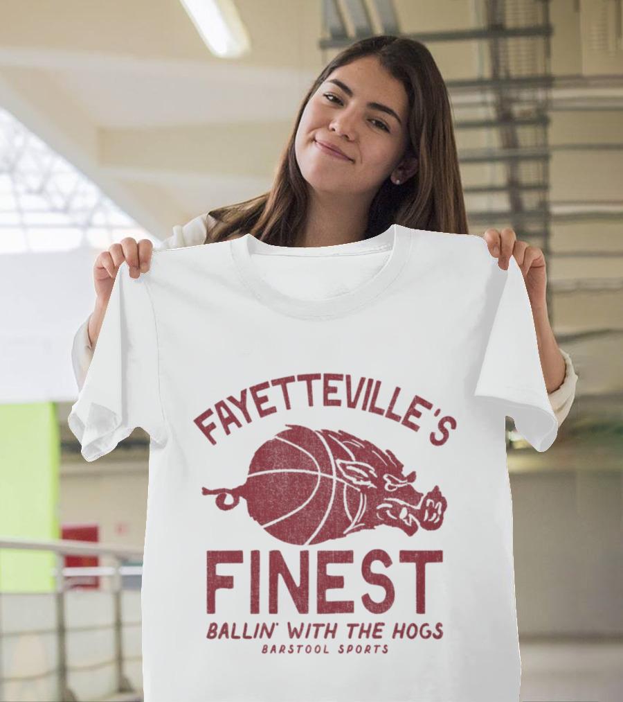 Fayetteville's Finest Ballin With The Hogs Barstool Sports Basketball Hog T-Shirt