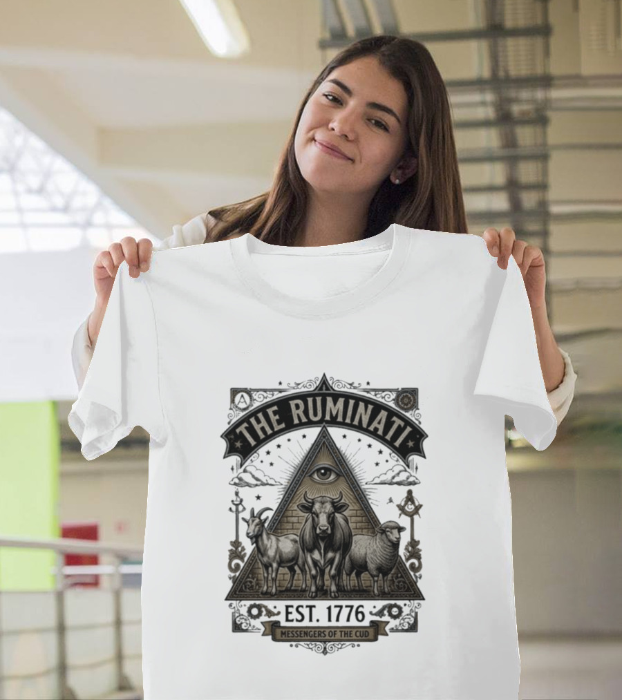 The Ruminati Est 1776 Messengers Of The Cud Eye Triangle Cow Sheep Goat T-Shirt