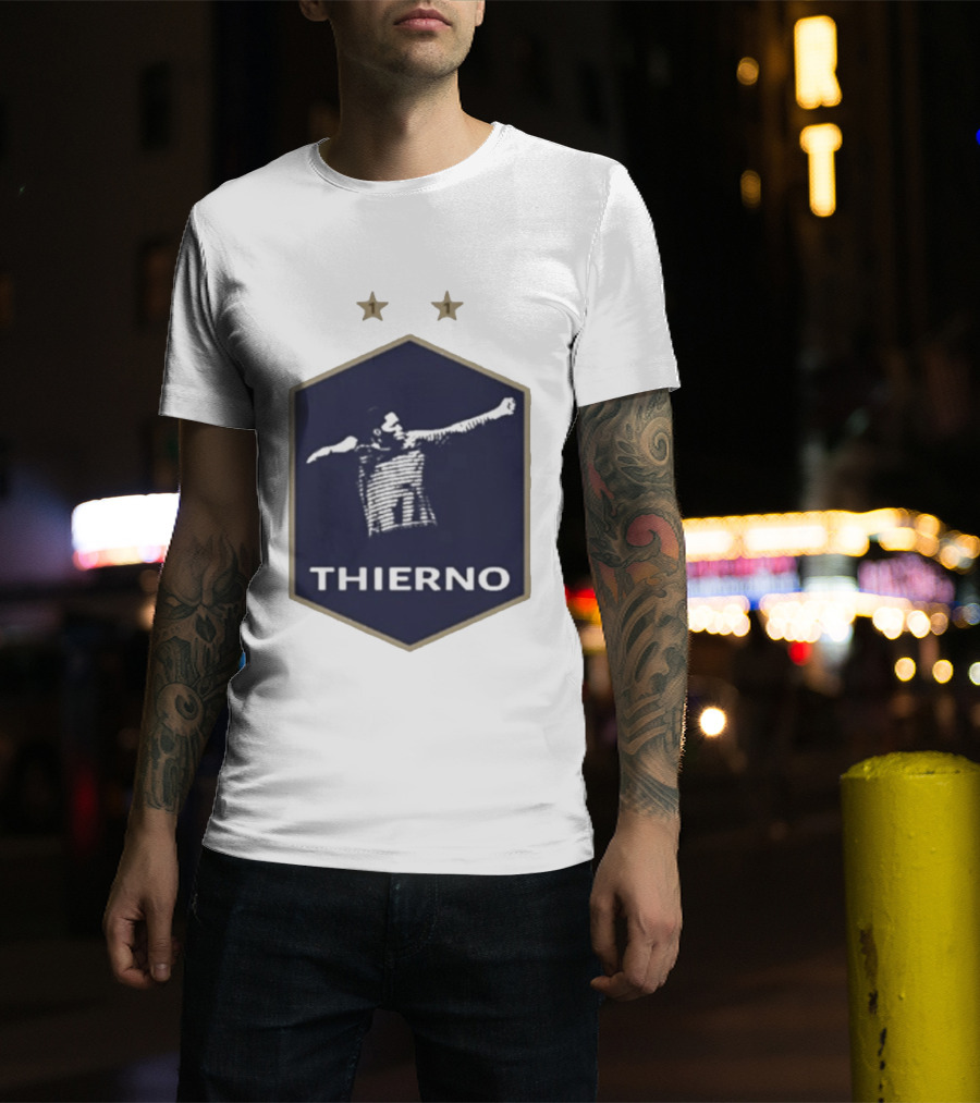 Thierno Barry Blue Hexagonal Emblem Soccer Celebration Stars T-Shirt