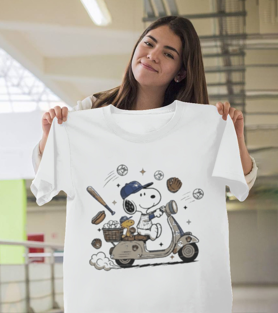 Toronto Blue Jays Snoopy Woodstock Scooter Adventure Baseball T-Shirt