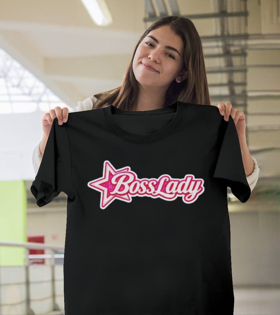 Boss Lady Pink Glitter Star T-Shirt
