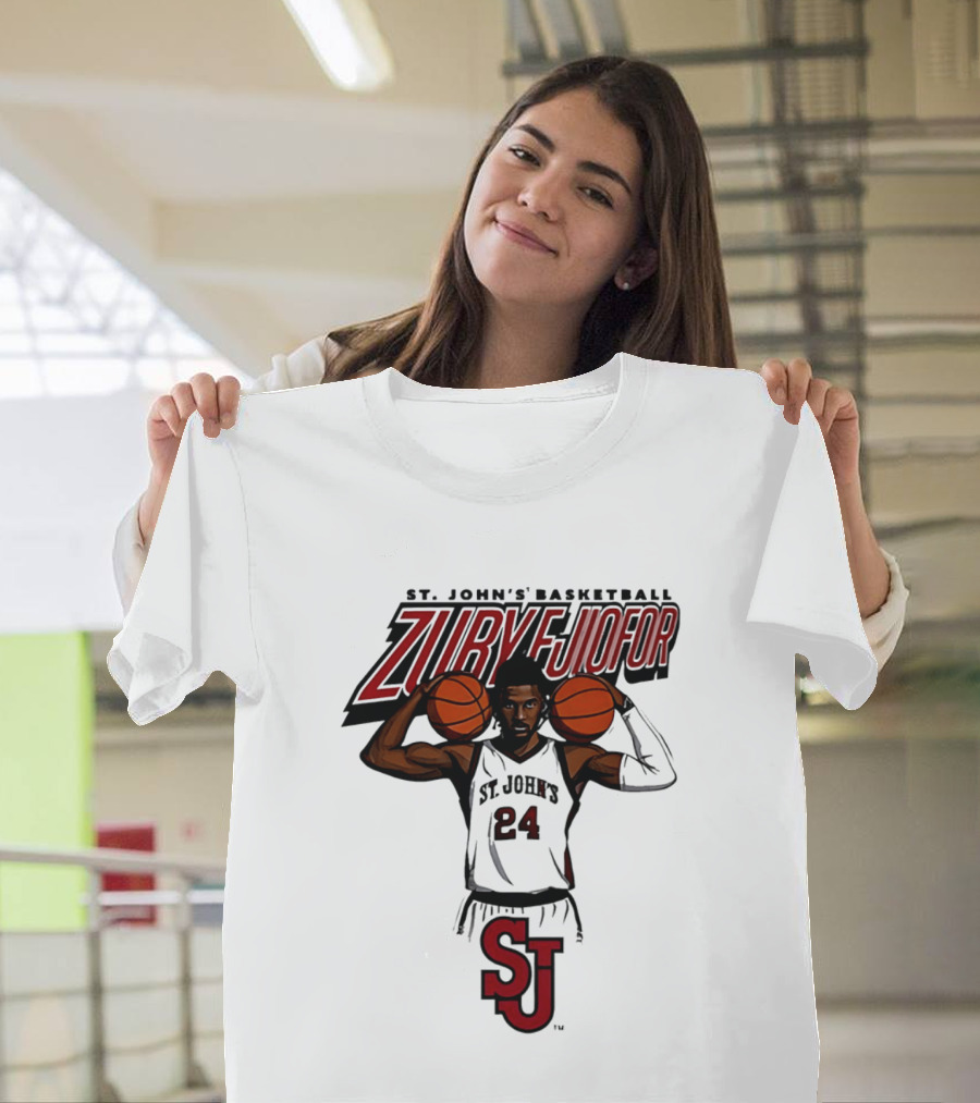 St. John's Basketball Zuby Ejiofor 24 Red Storm Pose SJ T-Shirt