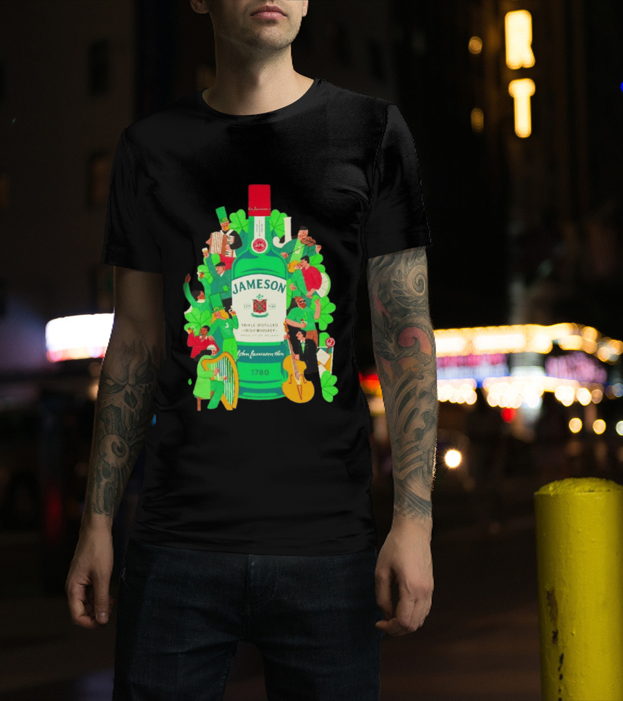 Jameson Triple Distilled Irish Whiskey 1780 St. Patrick's Day Celebration Bottle T-Shirt