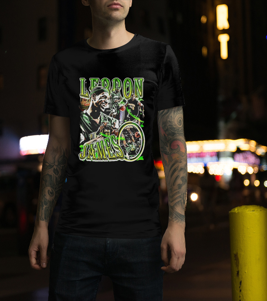 LeBron James Irish St. Patrick's Day Green Collage Basketball T-Shirt