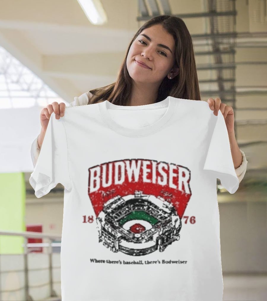 BUDWEISER 1876 Ballpark Where There's Baseball There's Budweiser T-Shirt