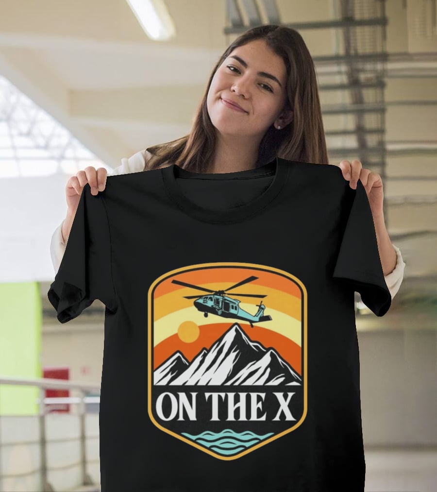 Otx Nation On The X Blackhawk Helicopter Mountain Sunset T-Shirt