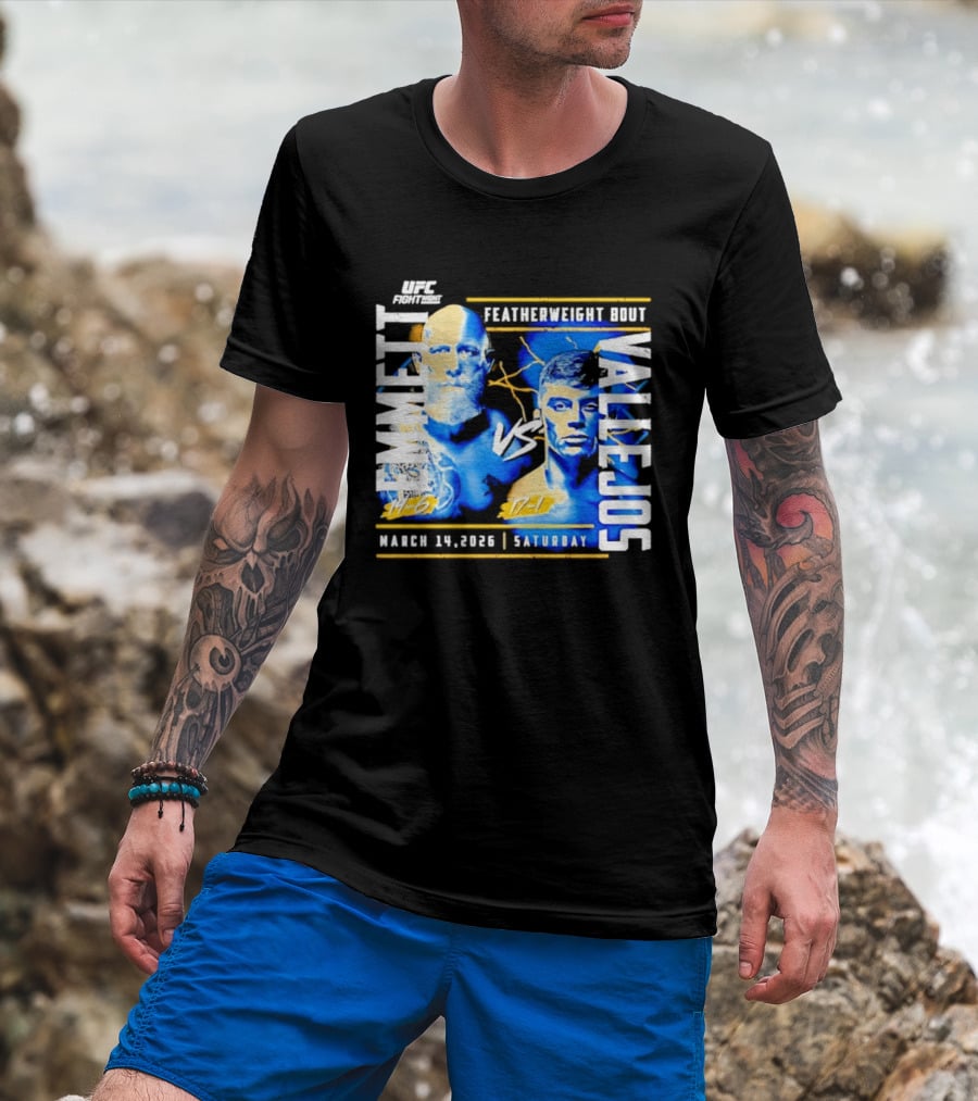 UFC Fight Night 2026 Featherweight Bout Emmett Vs Vallejos March 14 Saturday T-Shirt