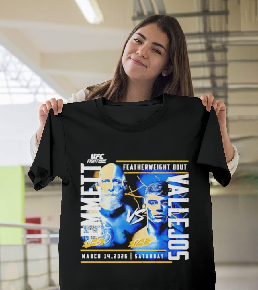 UFC Fight Night 2026 Featherweight Bout Emmett Vs Vallejos March 14 Saturday T-Shirt