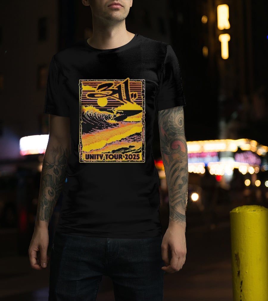 311 Unity Tour 2025 Surfer Wave Art With Sunset T-Shirt