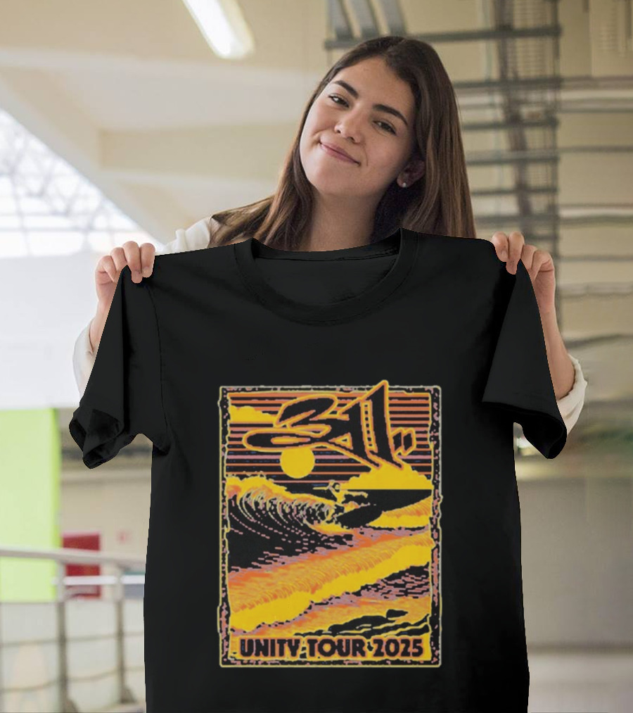 311 Unity Tour 2025 Surfer Wave Art With Sunset T-Shirt