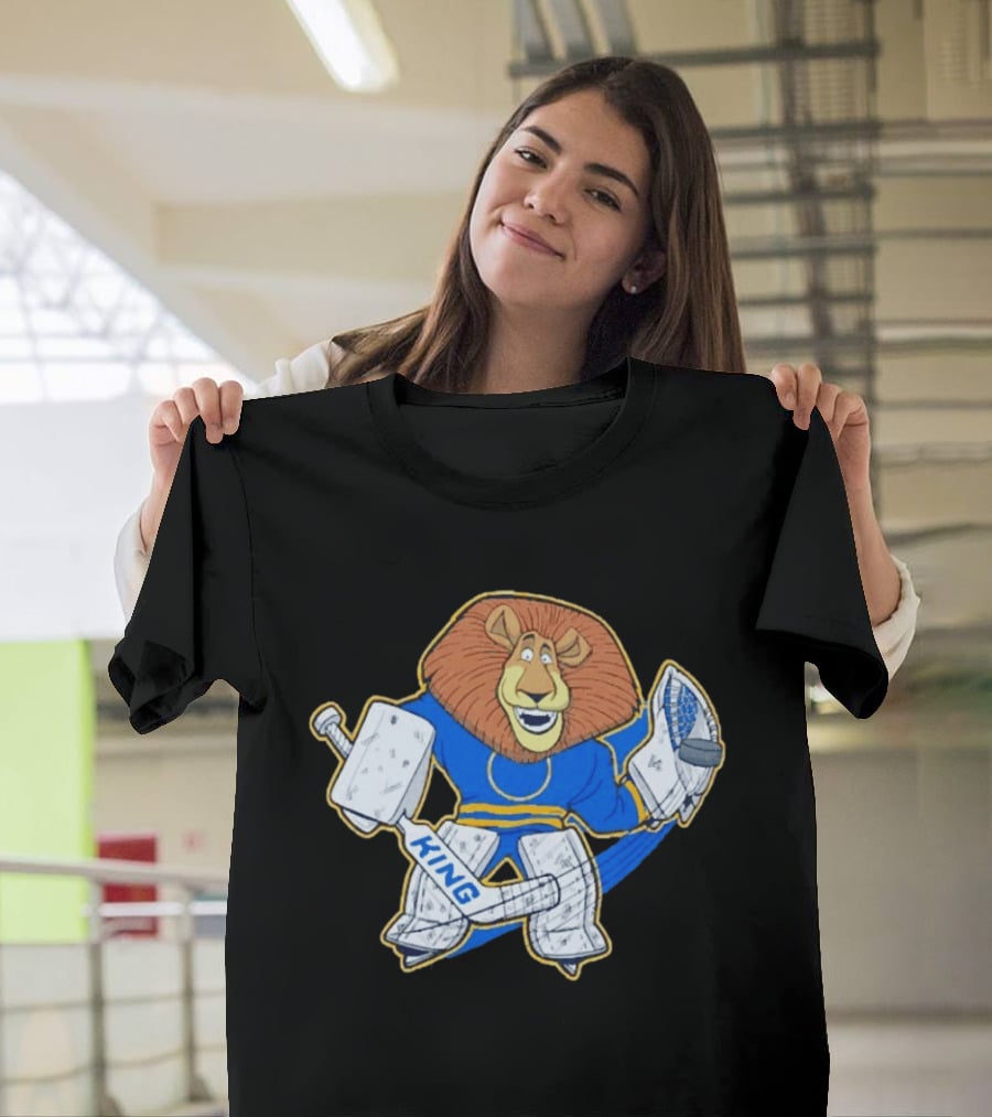 King Of The Crease Sabres Hockey Goalie Lion T-Shirt