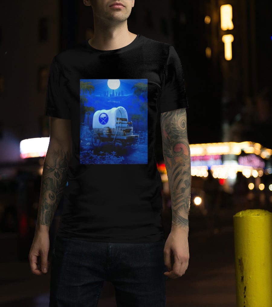 Buffalo Sabres Covered Wagon Hollywood Full Moon Scene T-Shirt