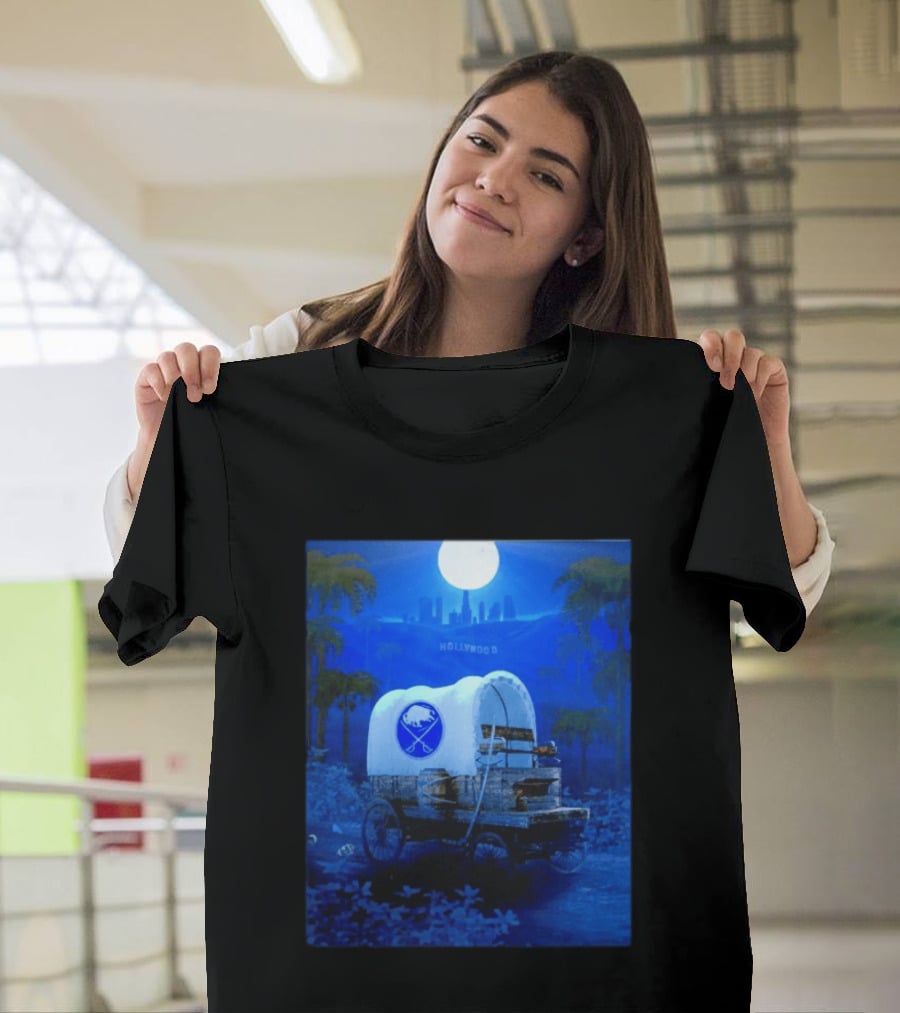 Buffalo Sabres Covered Wagon Hollywood Full Moon Scene T-Shirt