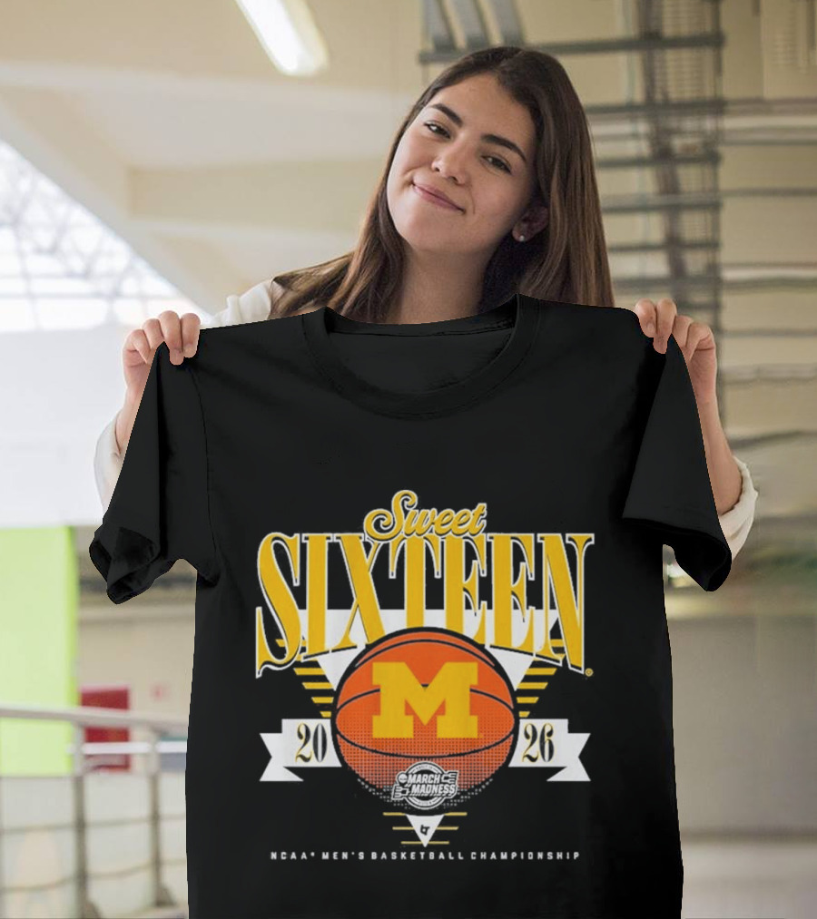 Michigan Wolverines Sweet Sixteen NCAA Men's Basketball Championship 2026 T-Shirt