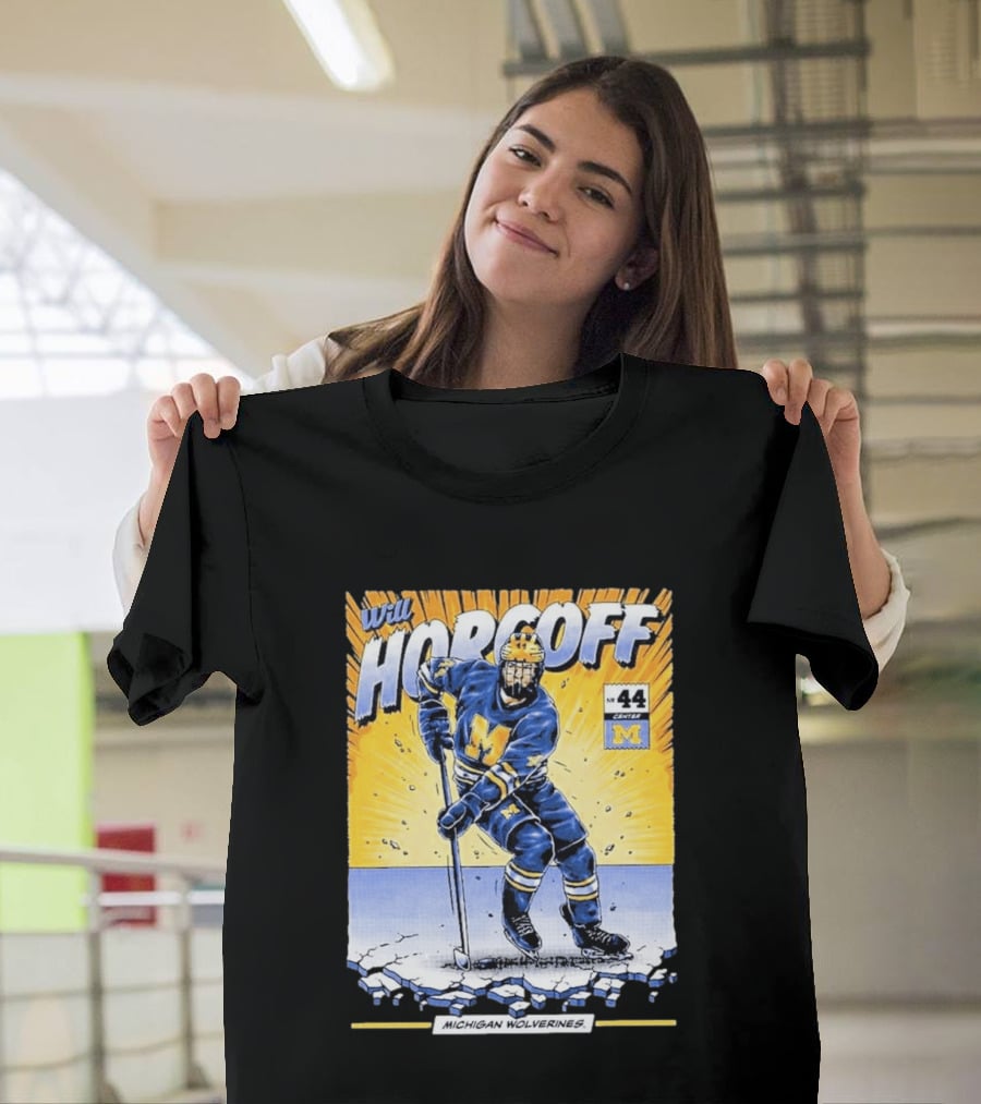 Michigan Wolverines Will Horcoff 44 Center Hockey Comic T-Shirt