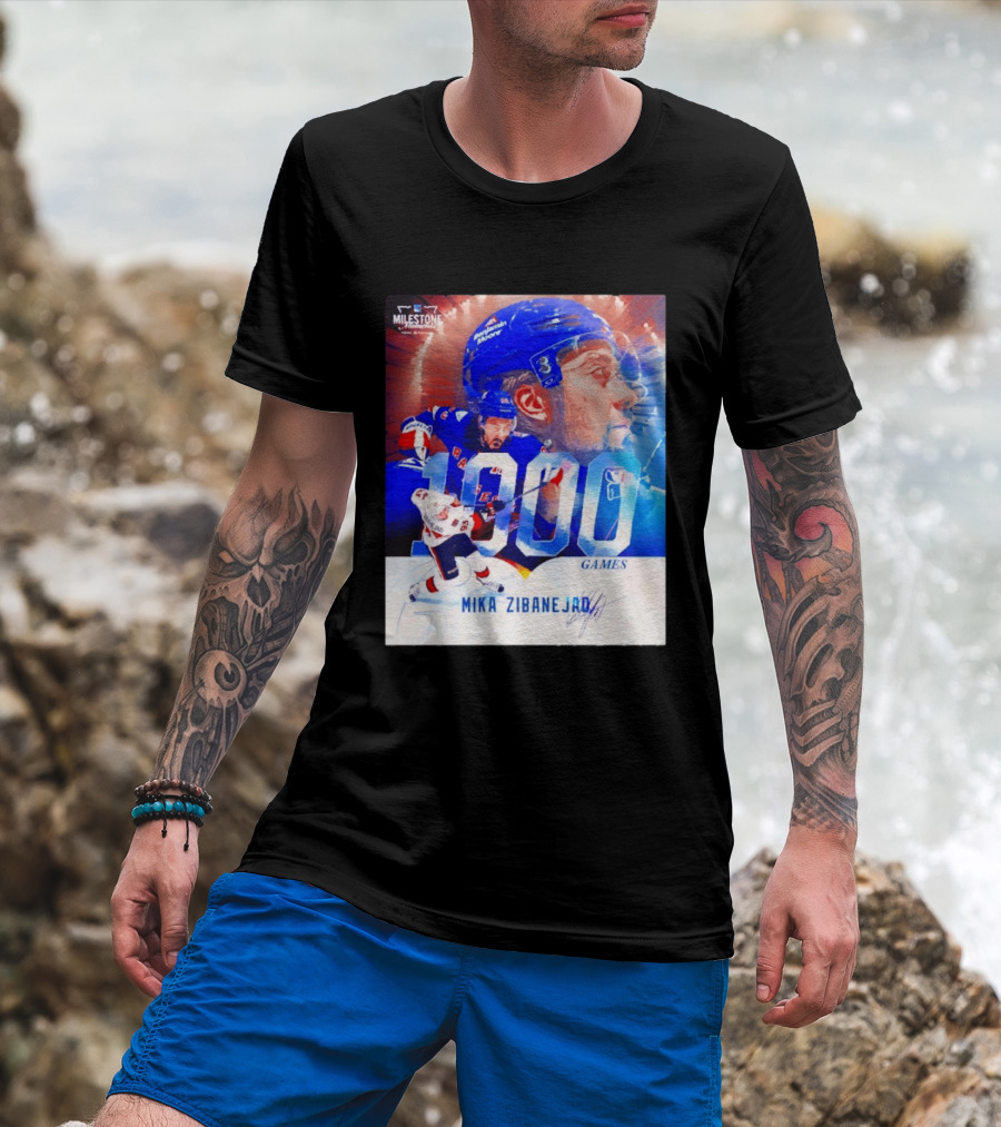 Mika Zibanejad New York Rangers 1000 Games Milestone NHL Career Celebration T-Shirt