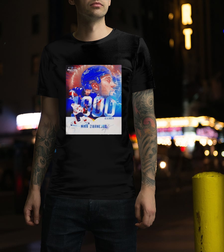 Mika Zibanejad New York Rangers 1000 Games Milestone NHL Career Celebration T-Shirt