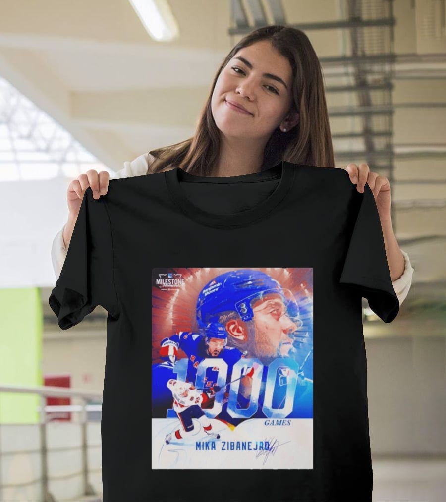 Mika Zibanejad New York Rangers 1000 Games Milestone NHL Career Celebration T-Shirt