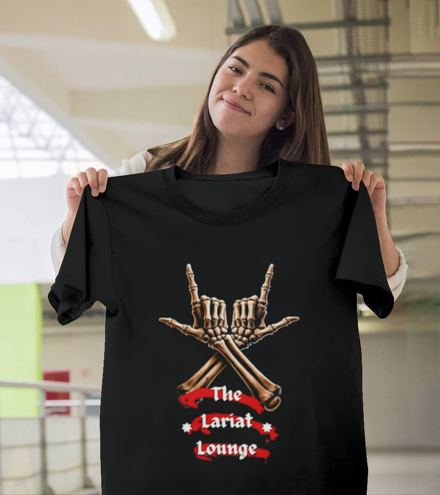 The Lariat Lounge Skeleton Hands Double L Gesture T-Shirt