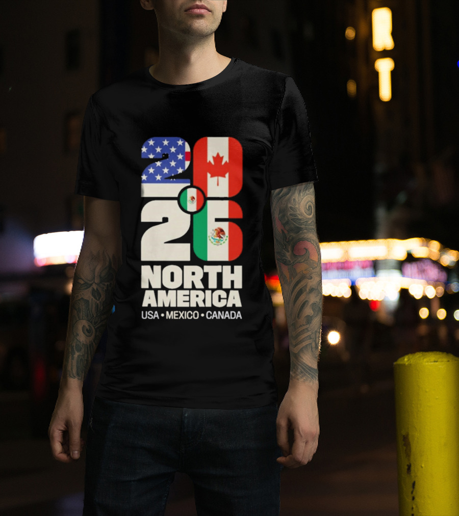 FIFA World Cup 2026 North America USA Mexico Canada Flags T-Shirt