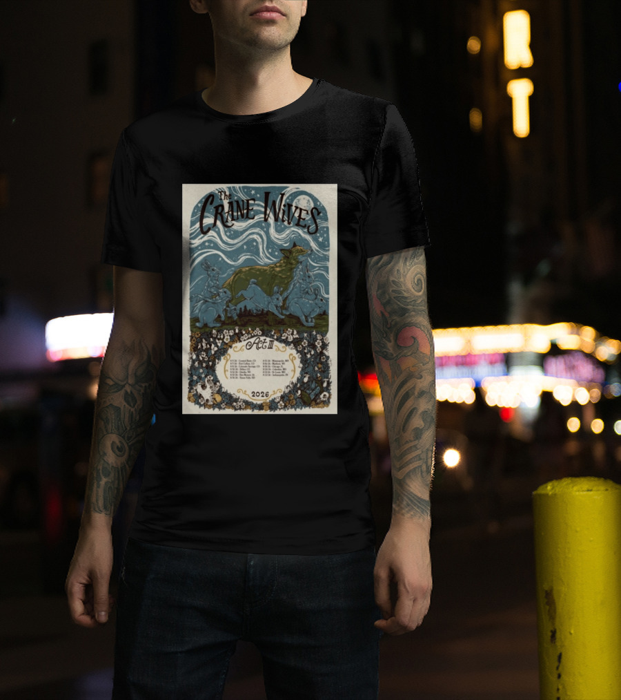 The Crane Wives Act III Concert Tour August 2026 Moonlit Forest Animals T-Shirt