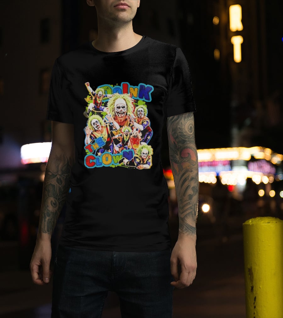 Doink The Clown WWE Wrestler Colorful Collage T-Shirt