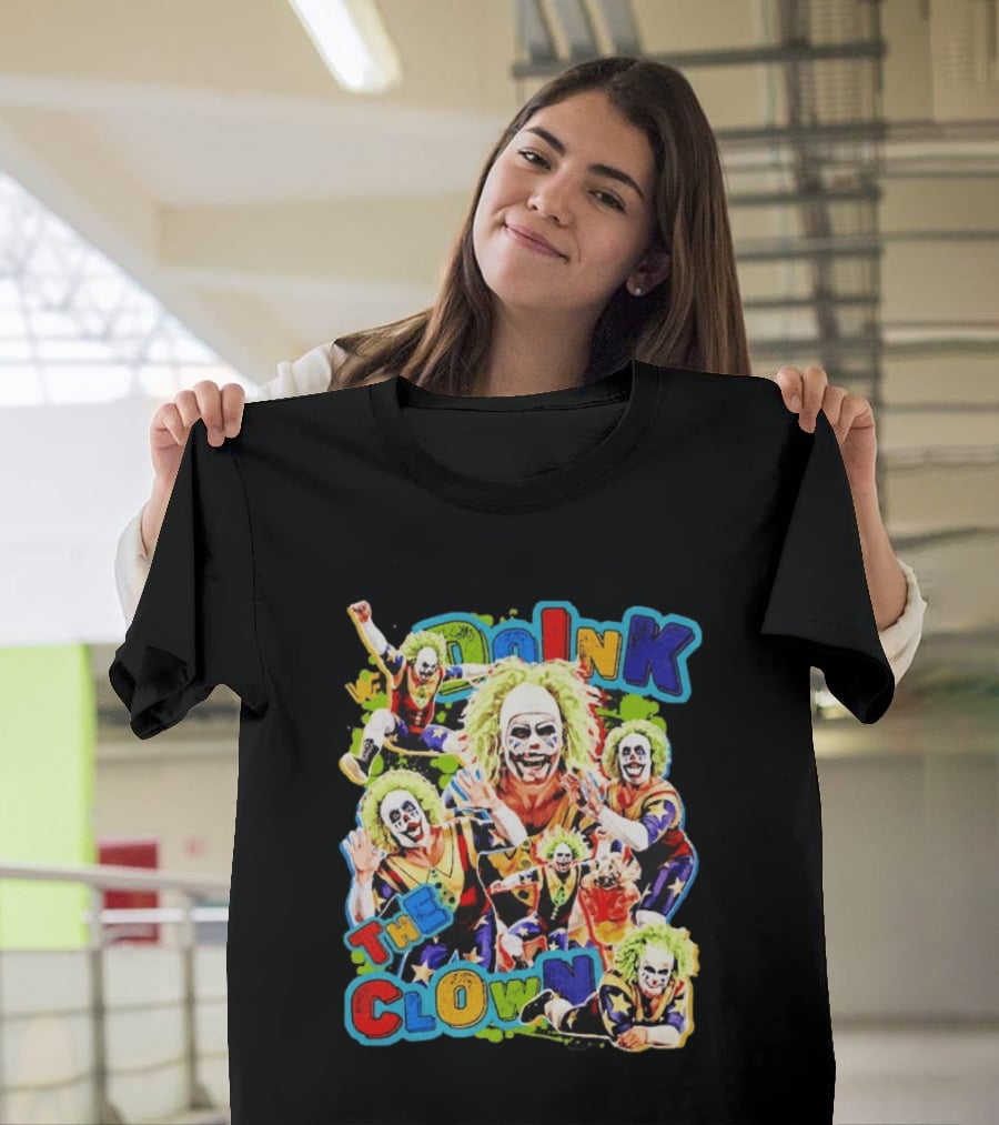 Doink The Clown WWE Wrestler Colorful Collage T-Shirt