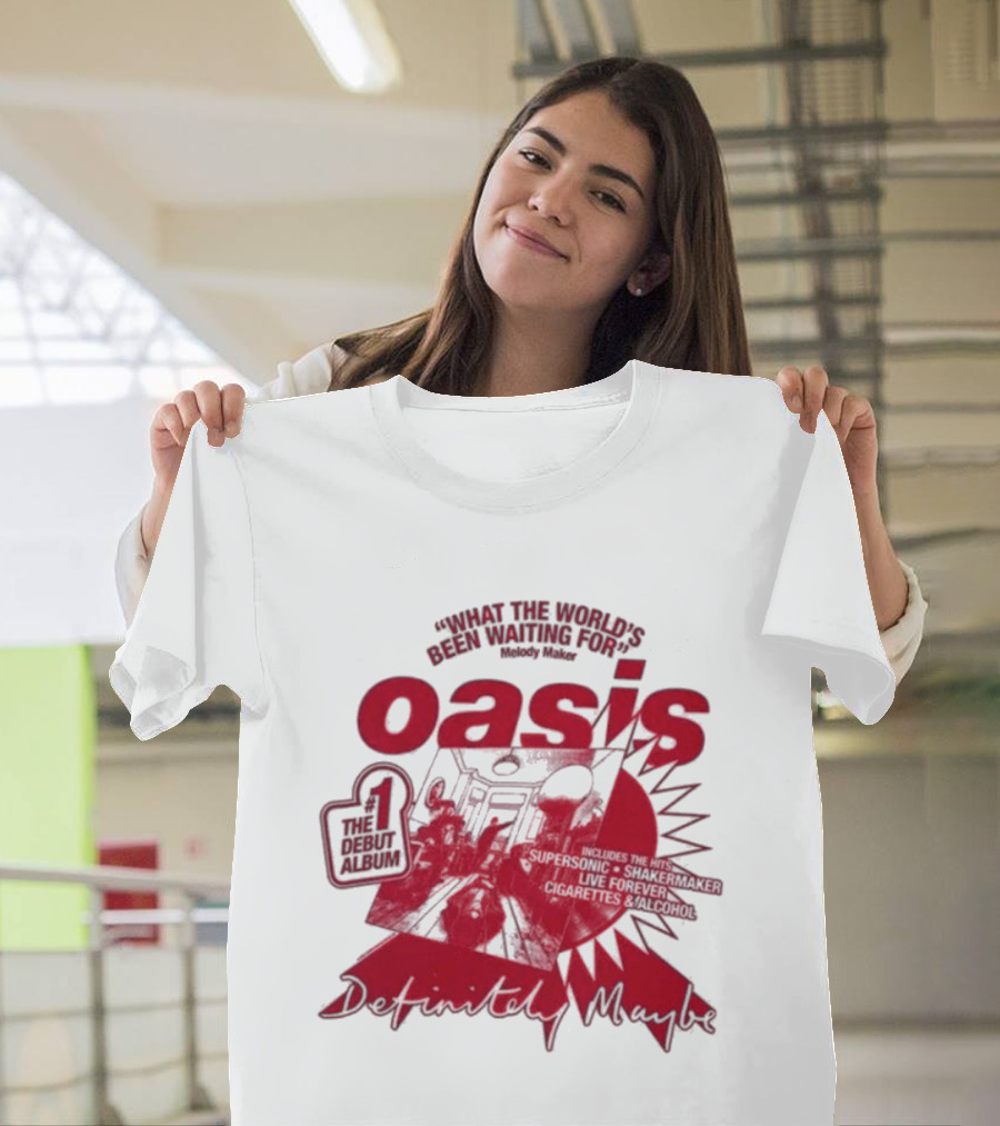 Oasis Definitely Maybe What The World's Been Waiting For Number 1 Debut Album T-Shirt
