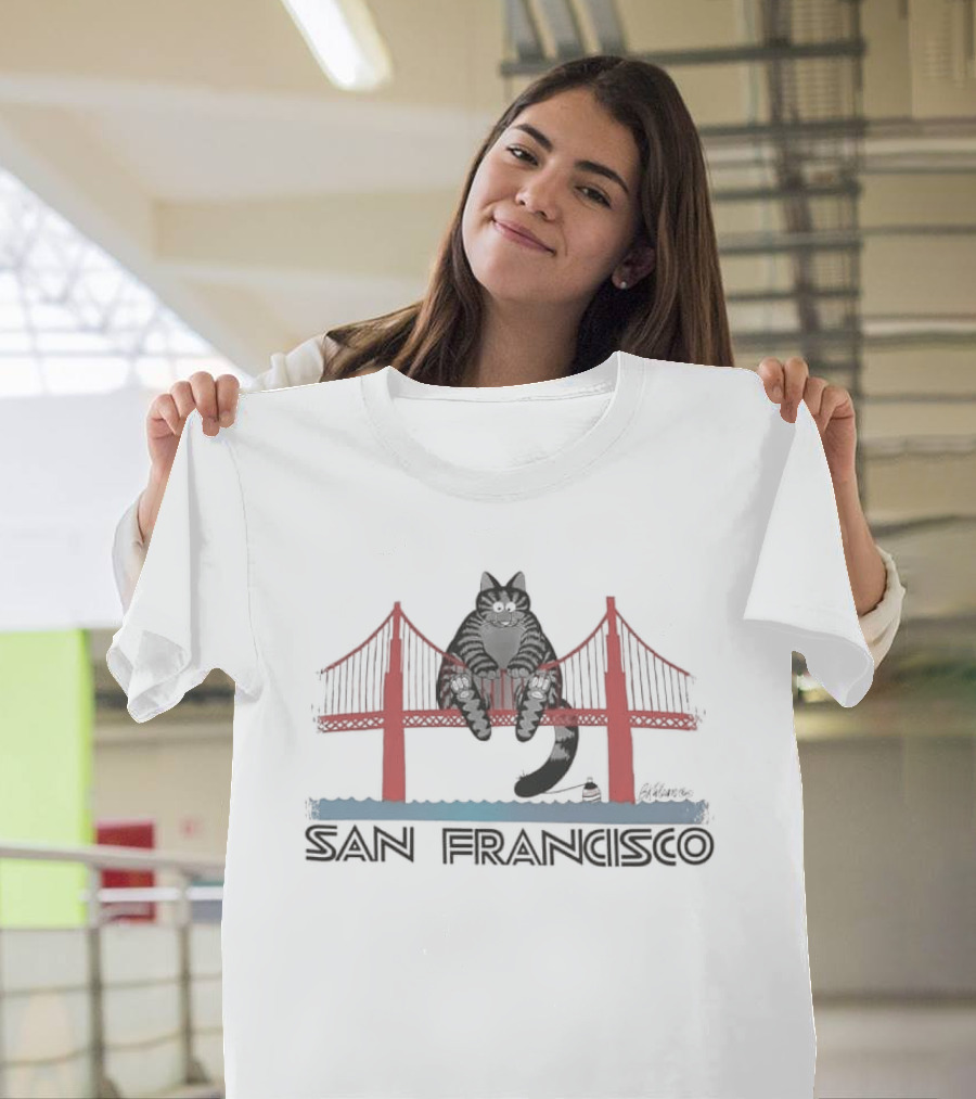 San Francisco Cat Golden Gate Bridge T-Shirt