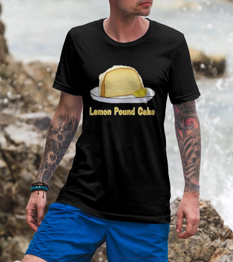 Lemon Pound Cake Slice On Plate With Lemon Wedge T-Shirt
