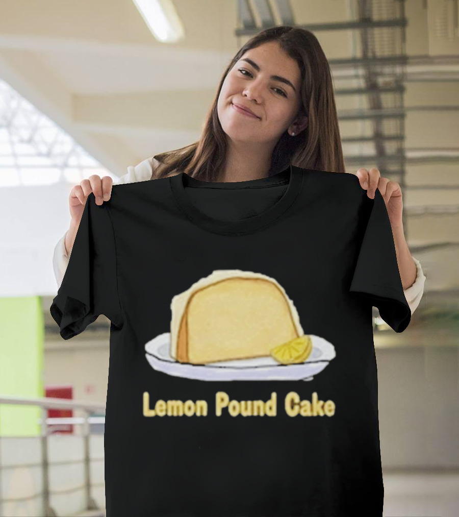 Lemon Pound Cake Slice On Plate With Lemon Wedge T-Shirt