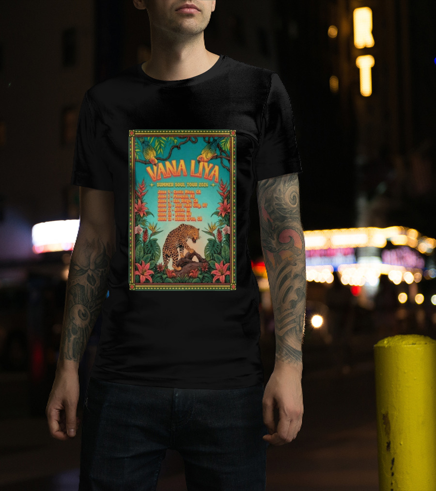 Vana Liya Summer Soul Tour 2026 Costa Mesa Phoenix San Diego Salt Lake City Boise Reno Santa Cruz T-Shirt