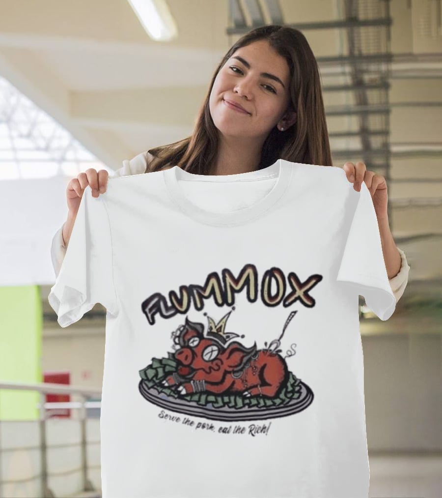 Flummox Serve The Pork Eat The Rich Pig With Money And Crown T-Shirt