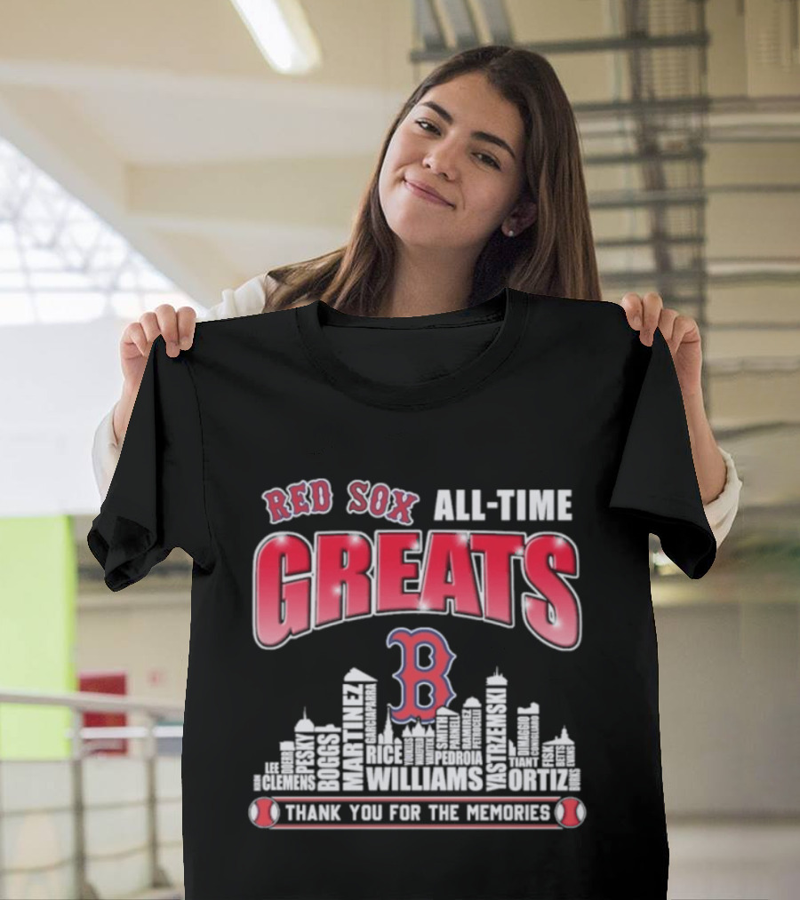 Red Sox All Time Greats Boston Skyline Williams Ortiz Thank You For The Memories T-Shirt