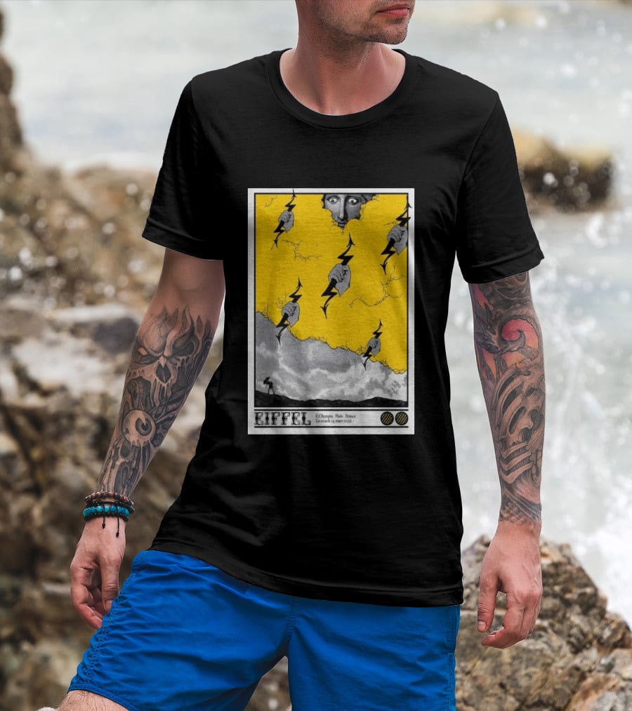 Eiffel L'Olympia Paris France Mar 24 2026 Lightning Cloud T-Shirt
