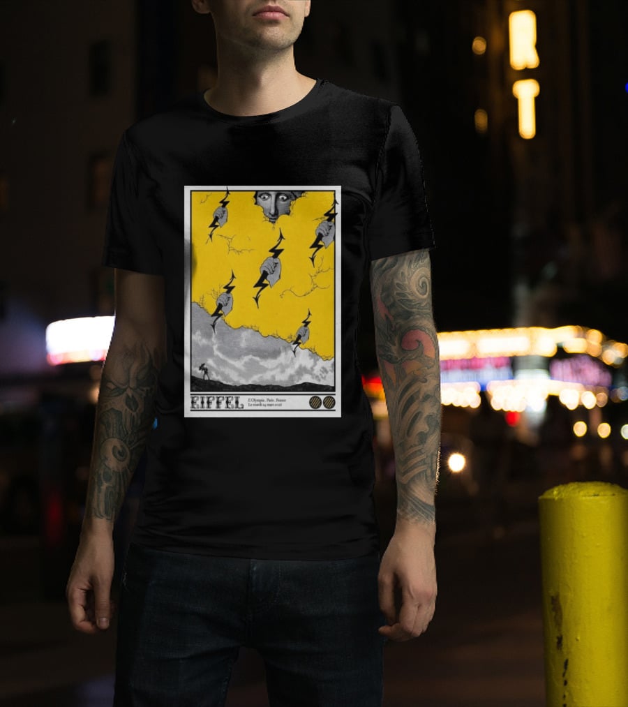 Eiffel L'Olympia Paris France Mar 24 2026 Lightning Cloud T-Shirt