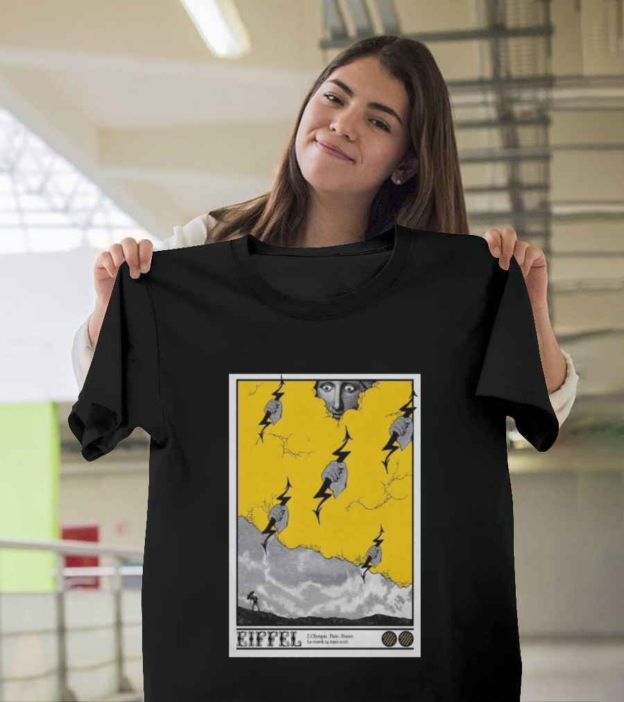 Eiffel L'Olympia Paris France Mar 24 2026 Lightning Cloud T-Shirt