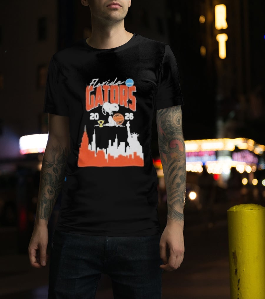 Florida Gators Snoopy Basketball 2026 NYC Skyline T-Shirt
